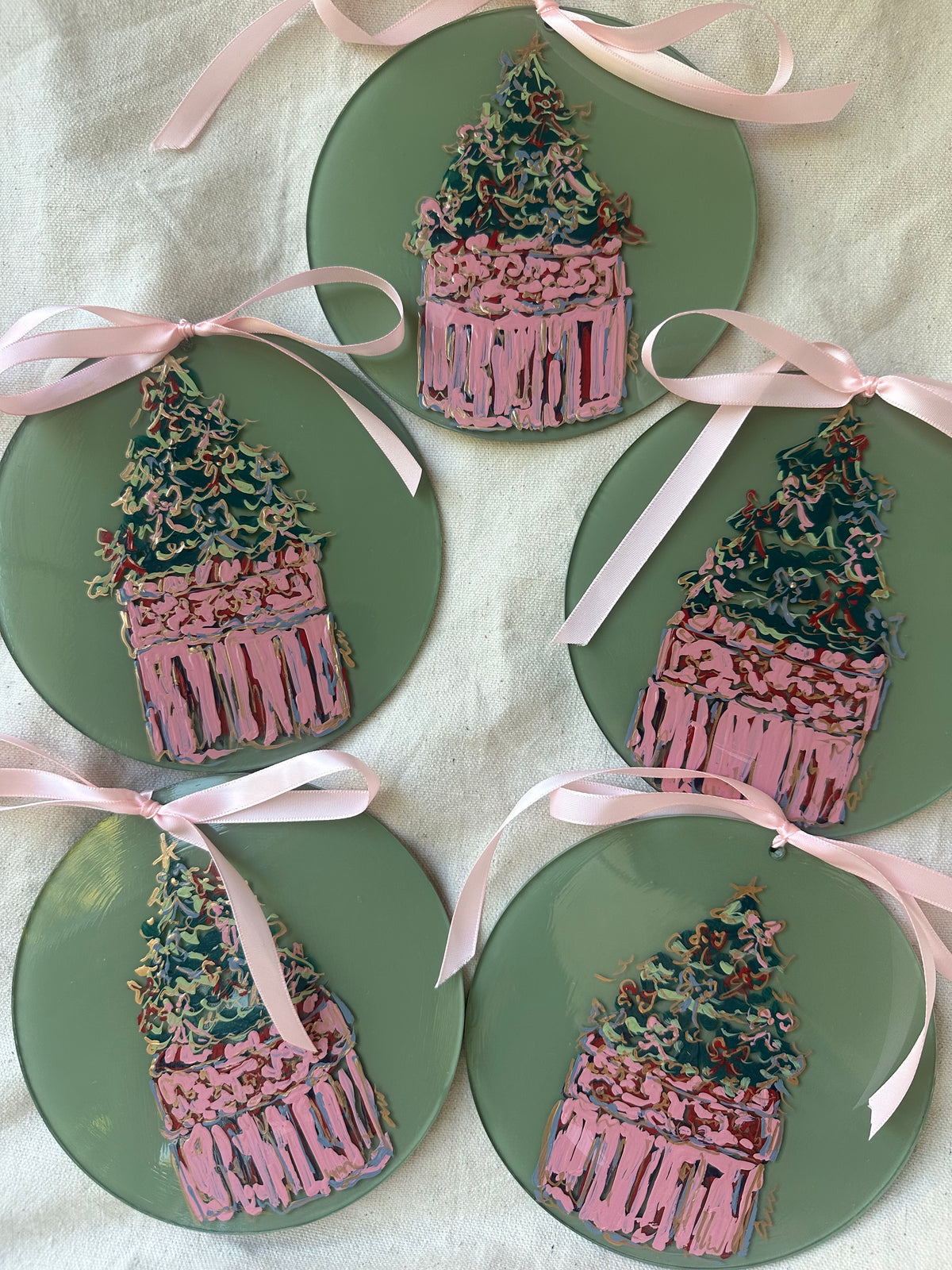 Hand-Painted Christmas Tree Ornament