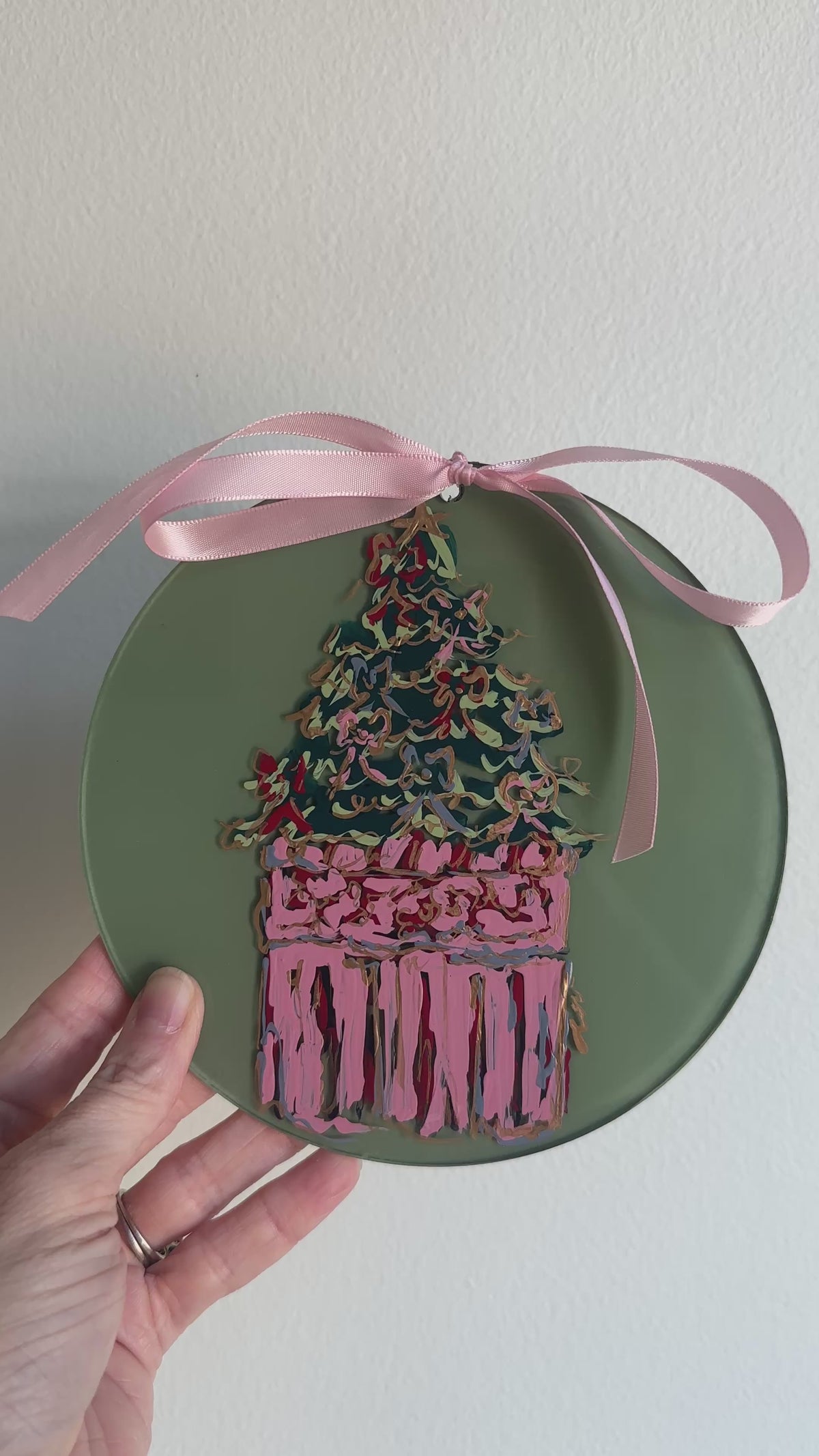 Hand-Painted Christmas Tree Ornament