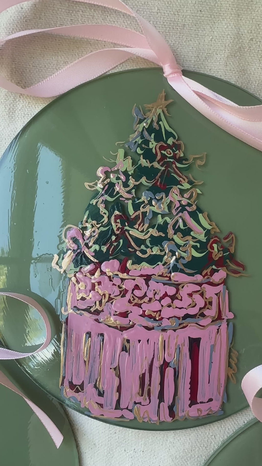 Hand-Painted Christmas Tree Ornament