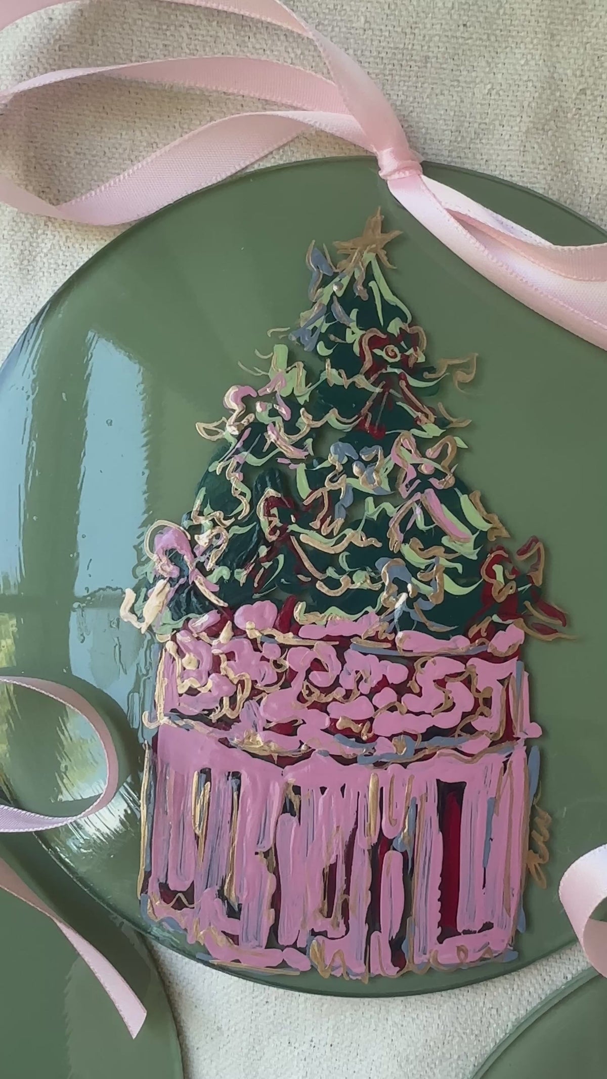 Hand-Painted Christmas Tree Ornament